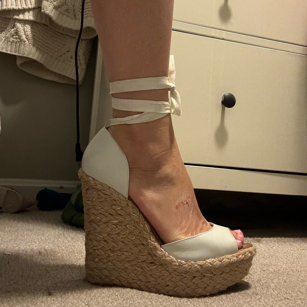 White leather platform sandals, Lilly's Closet (Brazilian brand) size 8.5